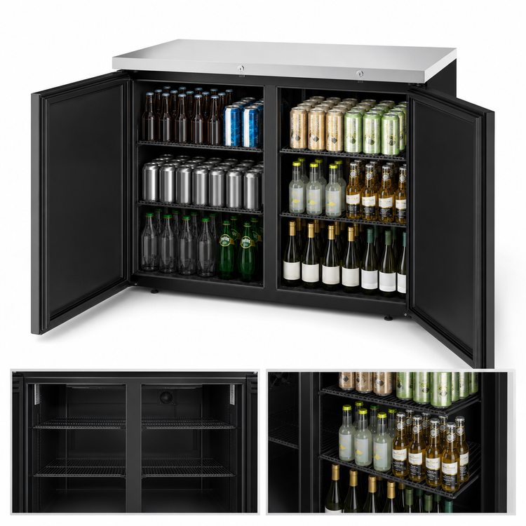 Product image #3 for True Premier Bar Two-Section 48-Inch Refrigerated Back Bar Cooler with Solid Hinged Locking Doors and Stainless Steel Top