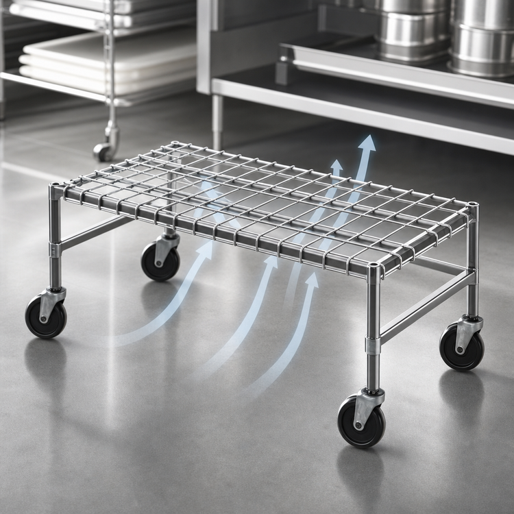 Product image #3 for Eagle Group Mobile Chrome Wire Dunnage Rack with 5-Inch Casters, 30 x 18 x 14 Inches, 800 lb Capacity