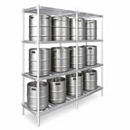 Thumbnail image #3 for John Boos ALKR-2093-X 93-Inch Wide Aluminum Keg Rack with 3 Adjustable Shelves, 10-Keg Capacity