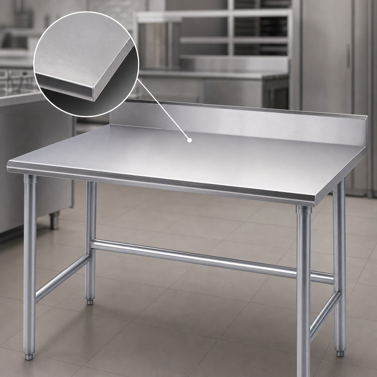 Product image #3 for Advance Tabco 30 x 24 Inch 14 Gauge 304 Stainless Steel Work Table with 5 Inch Backsplash