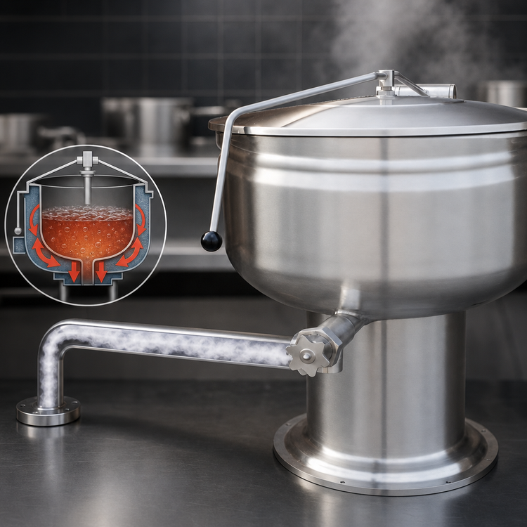 Product image #3 for Crown DP-20F 20 Gallon Direct Steam Full Jacketed Stationary Kettle