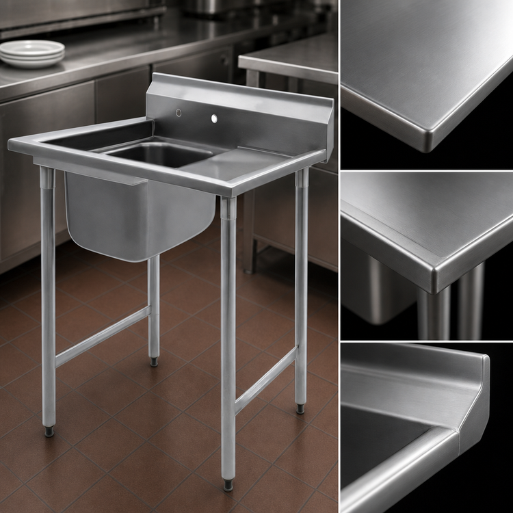 Product image #3 for Eagle Group 412 Series 1-Compartment Commercial Sink with Right Drainboard, 38-7/8 Inch x 27-1/2 Inch, 430 Stainless Steel