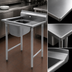 Thumbnail image #3 for Eagle Group 412 Series 1-Compartment Commercial Sink with Right Drainboard, 38-7/8 Inch x 27-1/2 Inch, 430 Stainless Steel