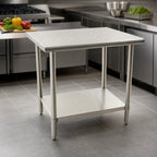 Thumbnail image #3 for Eagle Group BlendPort® BPT-2472SL Stainless Steel Flat Top Work Table with Undershelf, 72 x 24 Inches, 18-Gauge Type 430, Rolled Rim