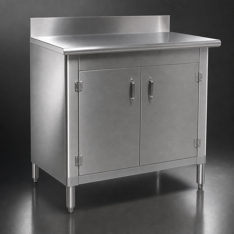 Product image #3 for Eagle Group 36-Inch-Wide x 30-Inch-Deep Enclosed Work Table with Cabinet Kit, Hinged Doors, 4-1/2-Inch Backsplash