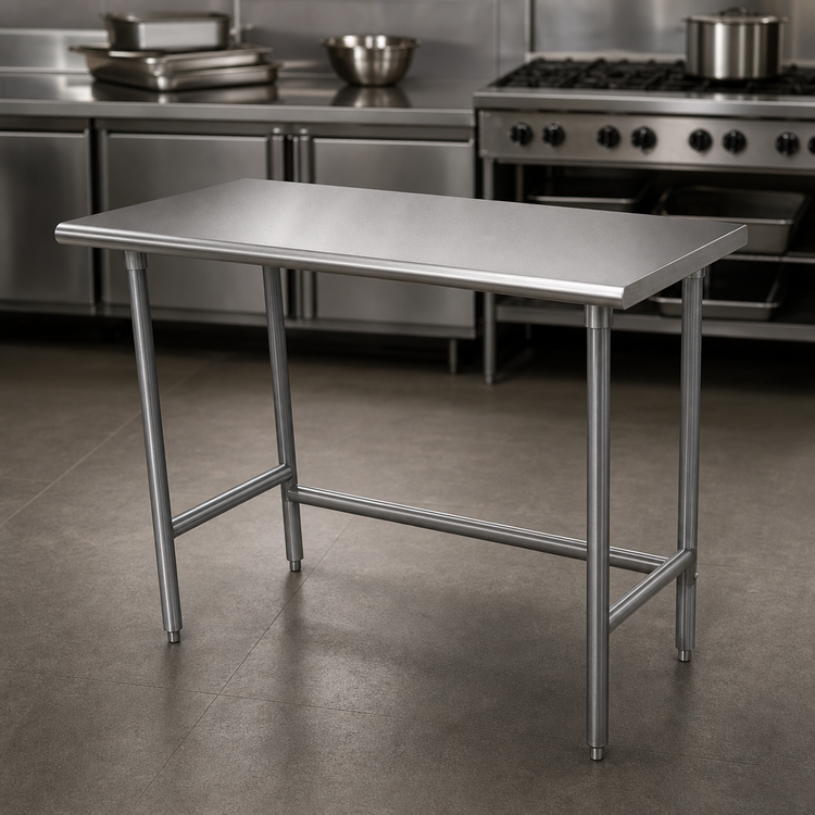 Product image #3 for Advance Tabco Special Value 84" x 24" 16 Gauge 304 Stainless Steel Work Table with Open Base