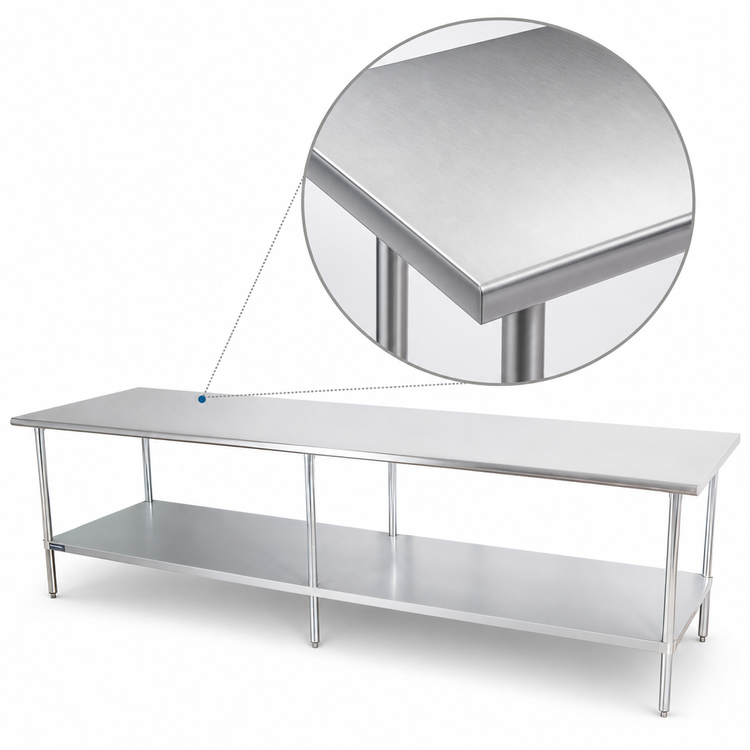 Product image #3 for 108 Inch x 14 Inch Stainless Steel Underbar Work Table with Adjustable Undershelf