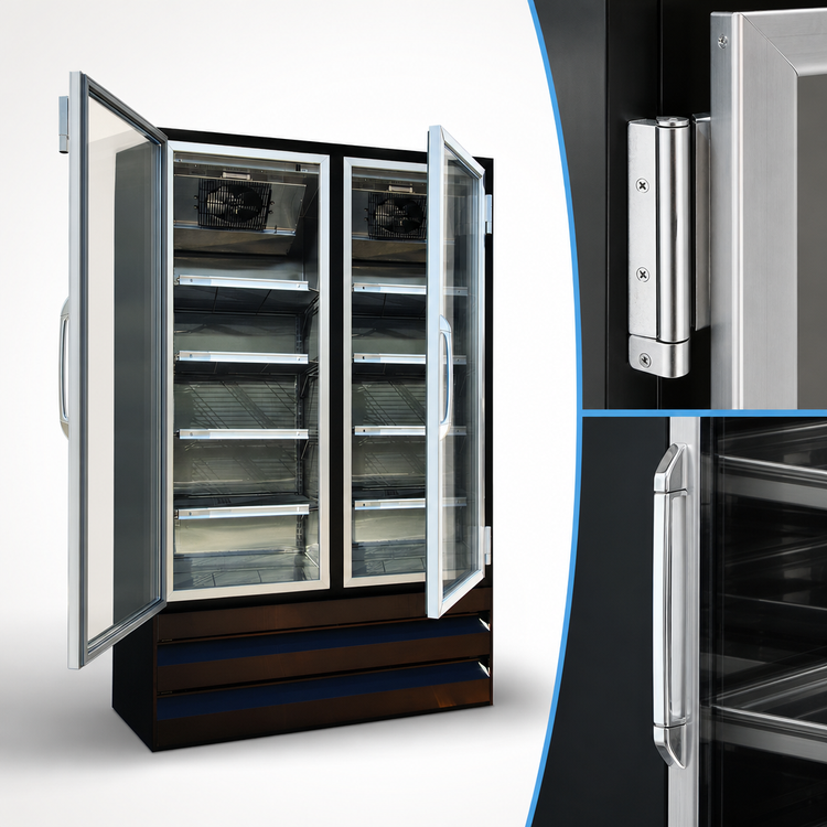 Product image #3 for Howard-McCray 48 Cu. Ft. Two-Section Black Bottom-Mount Glass Door Freezer Merchandiser