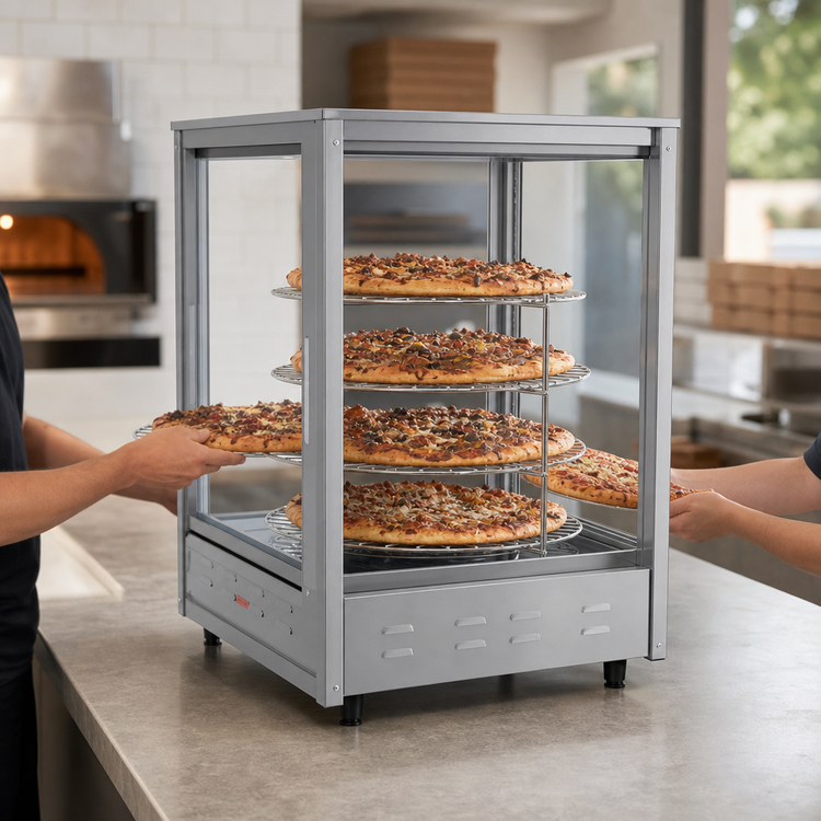 Product image #3 for Nemco 6452-2 Countertop Pass-Thru Pizza Merchandiser with 4-Tier Rotating Rack