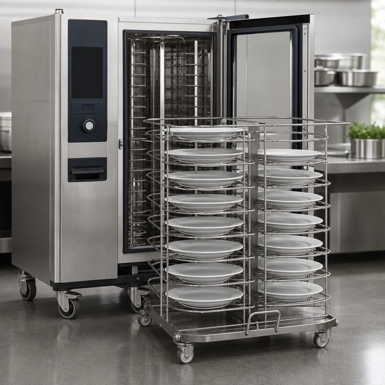 Product image #3 for RATIONAL 6-Full Size Stainless Steel Mobile Plate Rack for Pro/Classic, 34 Plates