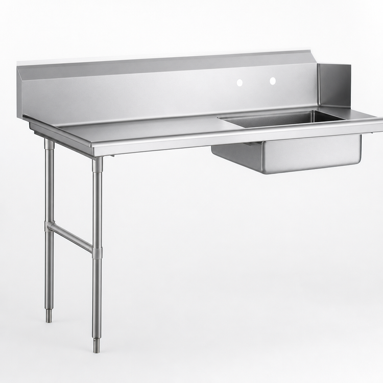 Product image #3 for 60-Inch Straight Soiled Dish Table with Right-Side Sink, Stainless Steel