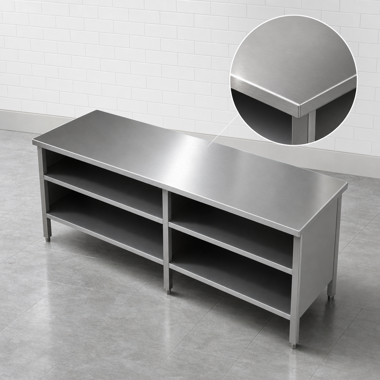 Product image #3 for John Boos EBOS6-3084 84" x 30" 16 Gauge Stainless Steel Open Front Work Table with Undershelf