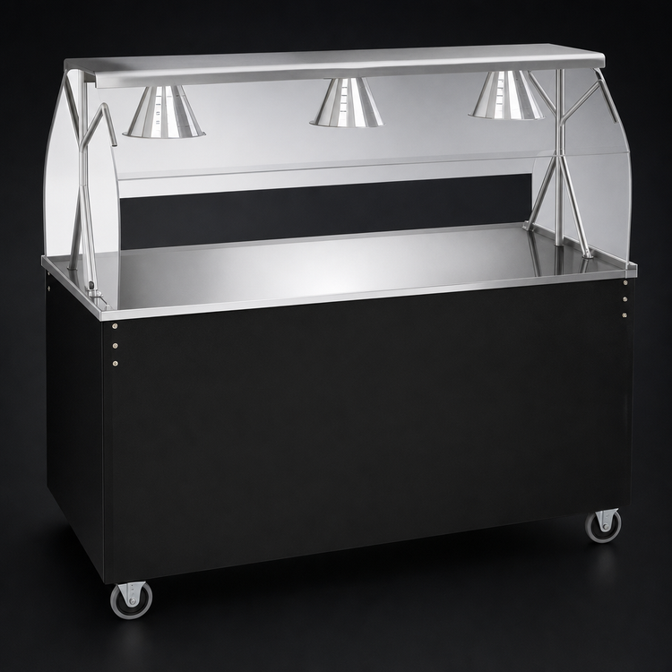 Product image #3 for Vollrath 2-Series Affordable Portable™ 60 Inch Mobile Utility Station with Stainless Steel Top, Buffet Breath Guard, and Solid Base