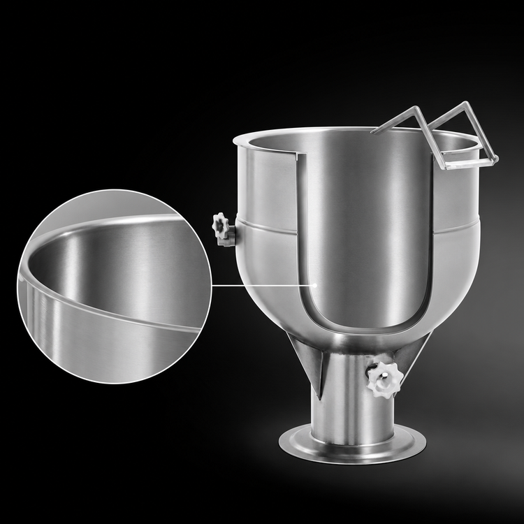 Product image #3 for Legion LP-40 40-Gallon Stationary Pedestal-Mounted Direct Steam Kettle, 2/3 Jacketed
