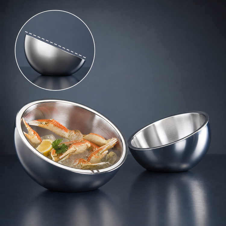 Product image #3 for American Metalcraft AB6 Angled Double-Wall Stainless Steel Serving Bowl, 23 oz., 6-Inch