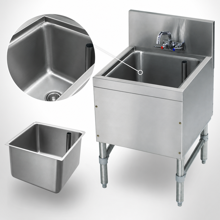 Product image #3 for Prestige Signature Series 1-Compartment Underbar Bar Sink Unit with Faucet, 24-Inch Wide