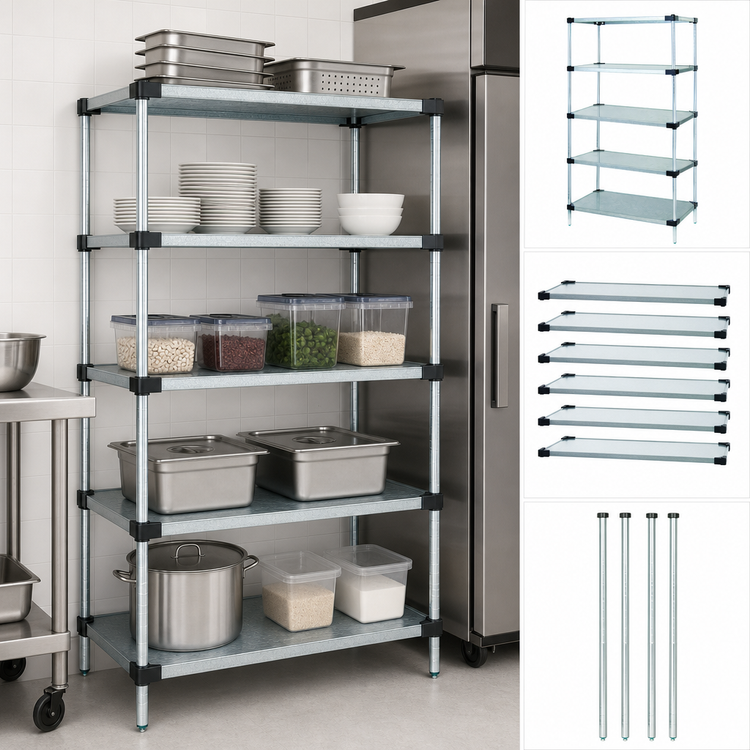 Product image #3 for Quantum 24" x 18" x 74" Solid Shelving Starter Kit with 5 Shelves