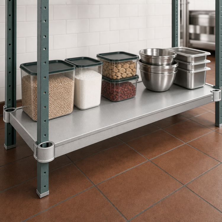 Product image #3 for Quik-Set 48 Inch x 24 Inch Flat Solid Shelf with Marine Edge, Green Epoxy Galvanized Steel