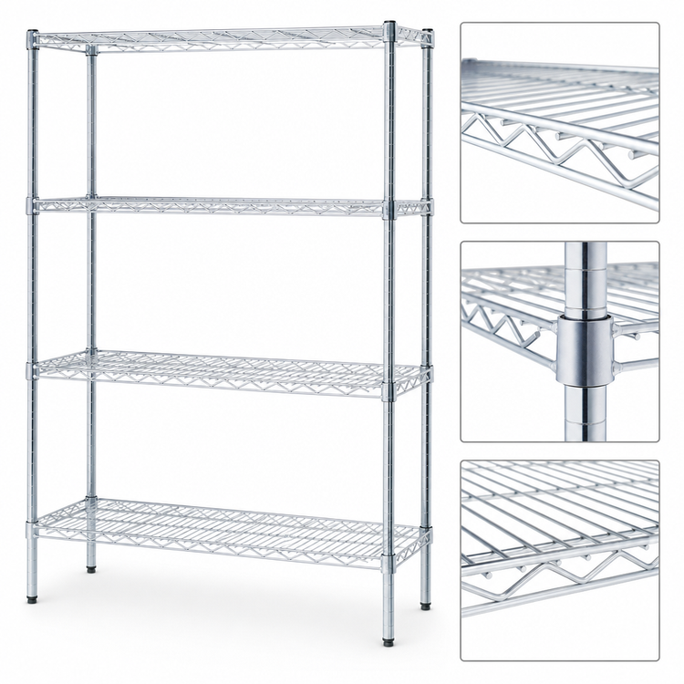 Product image #3 for EAGLEbrite 4-Tier Stationary Starter Wire Shelving Unit, 60"W x 21"D x 74"H, Zinc Finish