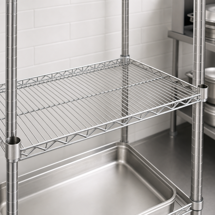 Product image #3 for Quantum 42 in. x 14 in. 304 Stainless Steel Wire Shelf, 600-800 lb. Capacity