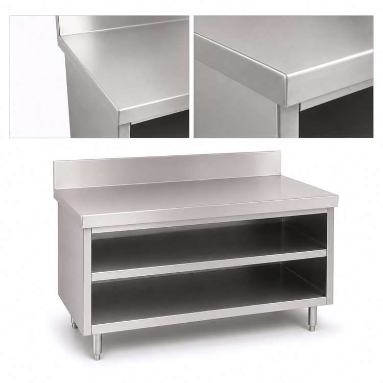 Product image #3 for La Rosa 18-Inch Wide x 28-Inch Deep Stainless Steel Utility Stand with Open Shelf Base and Rear Splash