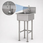 Thumbnail image #3 for Advance Tabco FC-FM-2219EF Freestanding Single-Station Service Sink with Electronic Faucet, 20 x 19-1/2 x 10 Inch Bowl, 16-Gauge Stainless Steel