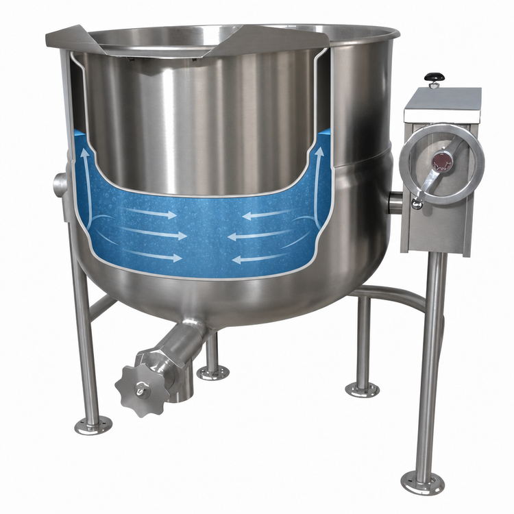 Product image #3 for Crown DLT-100 Direct Steam Tilting Kettle, 100 Gallon Capacity, 2/3 Jacket