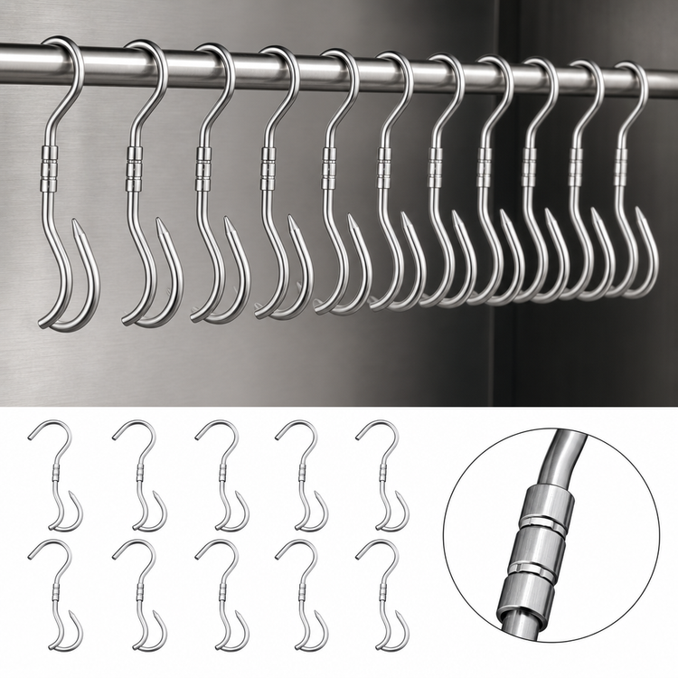 Product image #3 for DRY AGER 10-Piece Stainless Steel Swivel Hook Set for DRYAGER Hangers