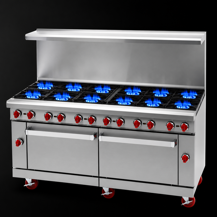 Product image #3 for American Range AR-12-CC 72-Inch Stainless Steel Gas Restaurant Range with 12 Open Burners and 2 Convection Ovens