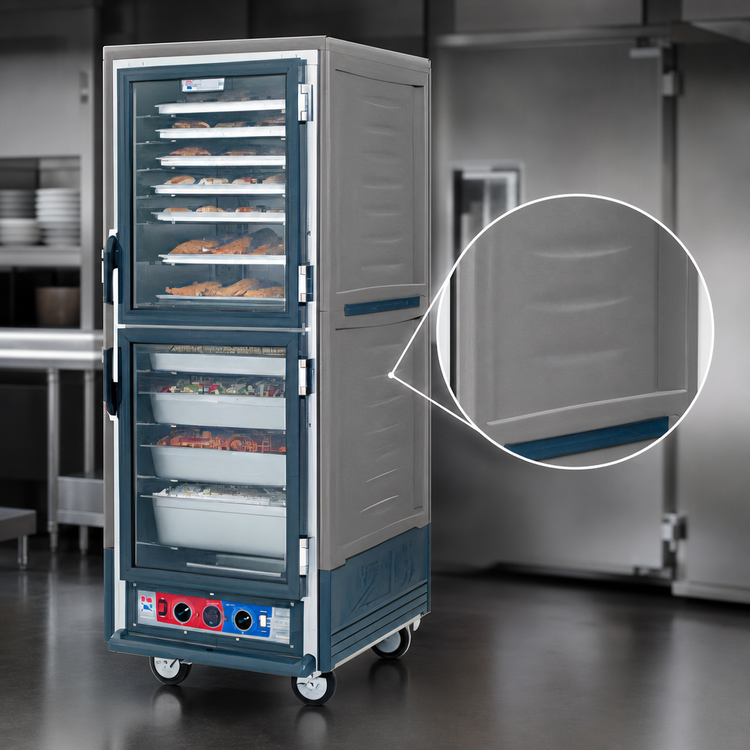 Product image #3 for Metro C5 3 Series Mobile Full-Height Lower-Wattage Heated Holding Cabinet with Dutch Clear Doors and Gray Insulation Armour