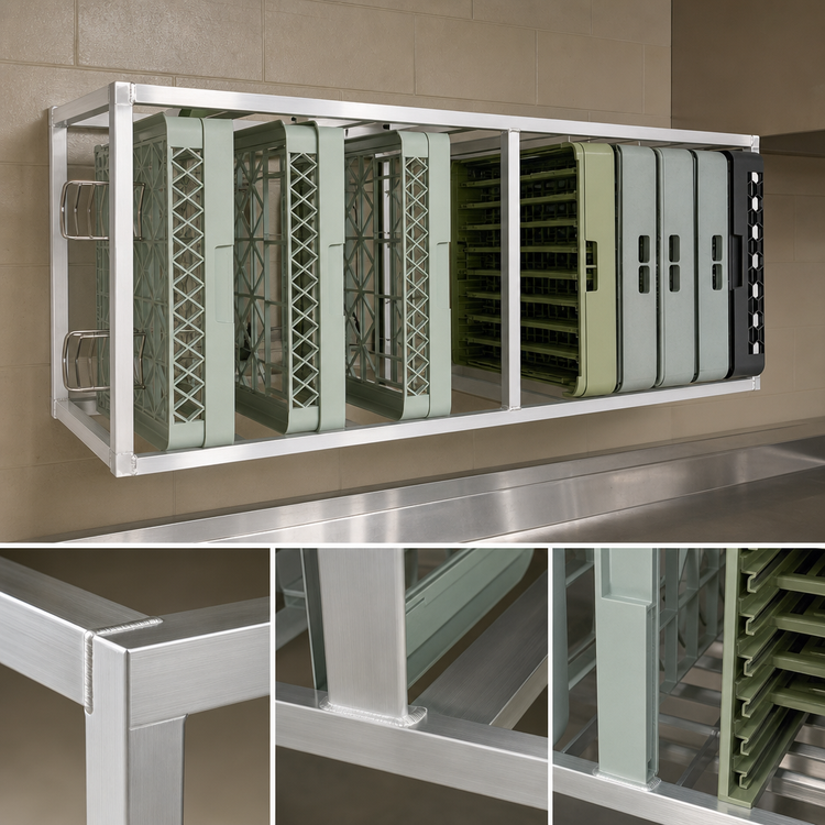 Product image #3 for New Age Full-Size Wall-Mount Aluminum Dish Rack Holder, 13-Rack Capacity