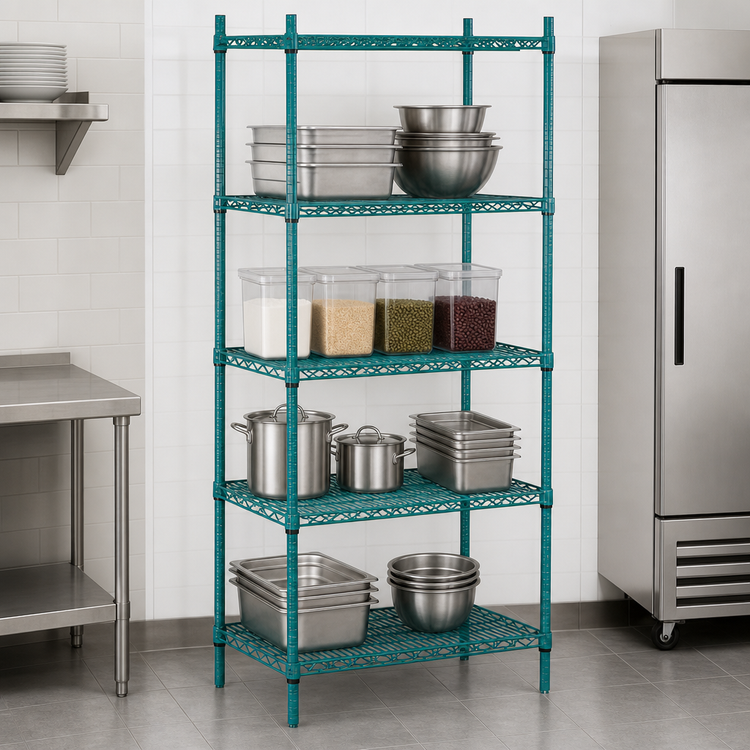 Product image #3 for Advance Tabco Special Value Series Stationary 4-Shelf Wire Shelving Unit, 60 x 24 x 74 Inches, Green Epoxy