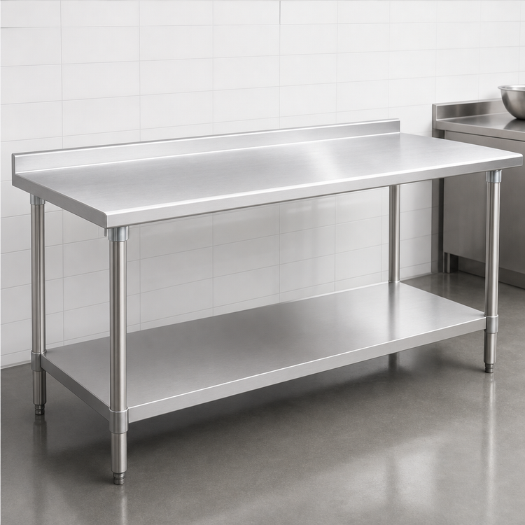 Product image #3 for Eagle Budget Series 84-Inch x 30-Inch 430 Stainless Steel Work Table with Rear Upturn and Adjustable Undershelf