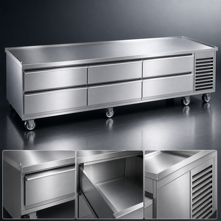 Product image #3 for Traulsen Spec-Line TE110HT 110-Inch Six-Drawer Refrigerated Equipment Stand