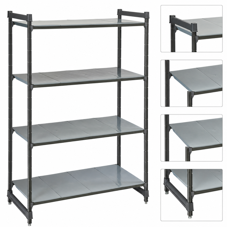 Product image #3 for Cambro Camshelving Basics Plus 24" x 42" x 64" 4-Tier Solid Stationary Starter Unit