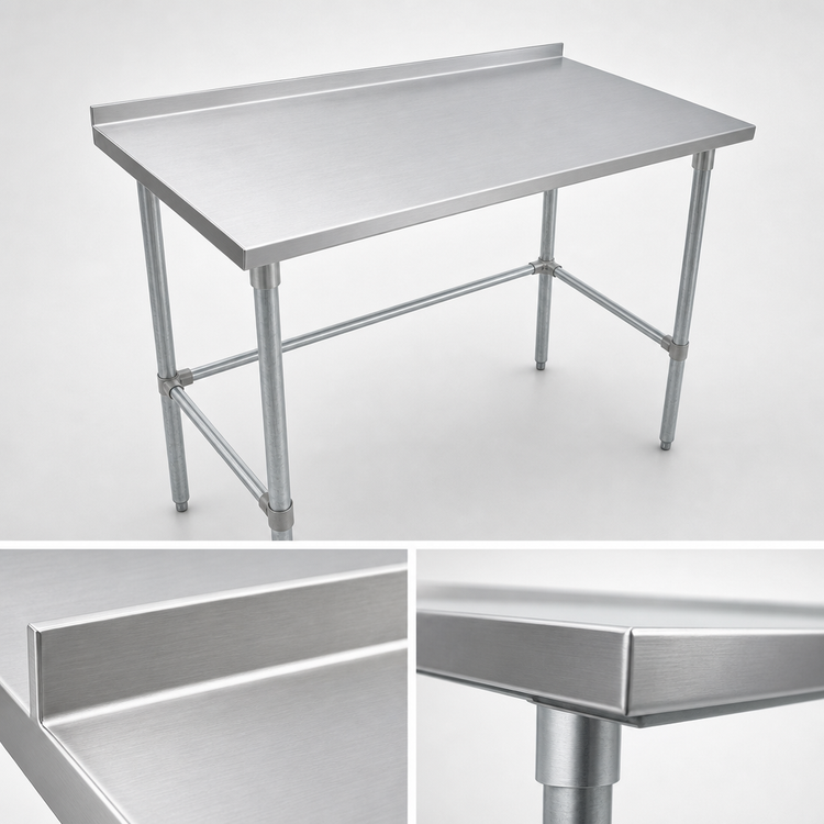 Product image #3 for John Boos Stallion Stainless Steel Work Table with Safety Edge and 1-1/2-Inch Rear Up-Turn, 84 x 24 Inches