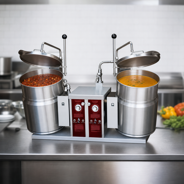 Product image #3 for Crown EC-10TW-2 Twin 10 Gallon Electric Countertop Tilting Kettle