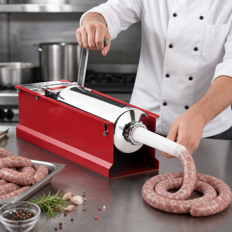 Product image #3 for Trento Red Manual Horizontal Gear Drive Sausage Stuffer, 5 kg (11 lb.) Capacity