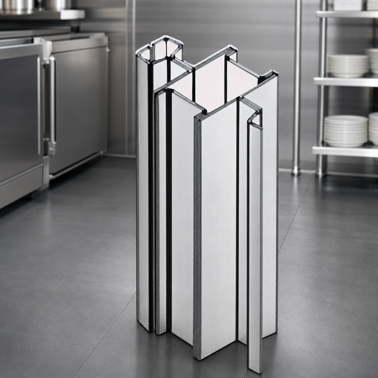 Product image #3 for Heavy Duty Back-to-Back Floor-to-Ceiling Cantilevered Shelving Upright Assembly, 144 Inch, Aluminum