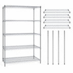 Thumbnail image #3 for Quantum WR63-3042C-5 Chrome-Plated Stationary 5-Shelf Wire Shelving Starter Kit, 42W x 30D x 63H