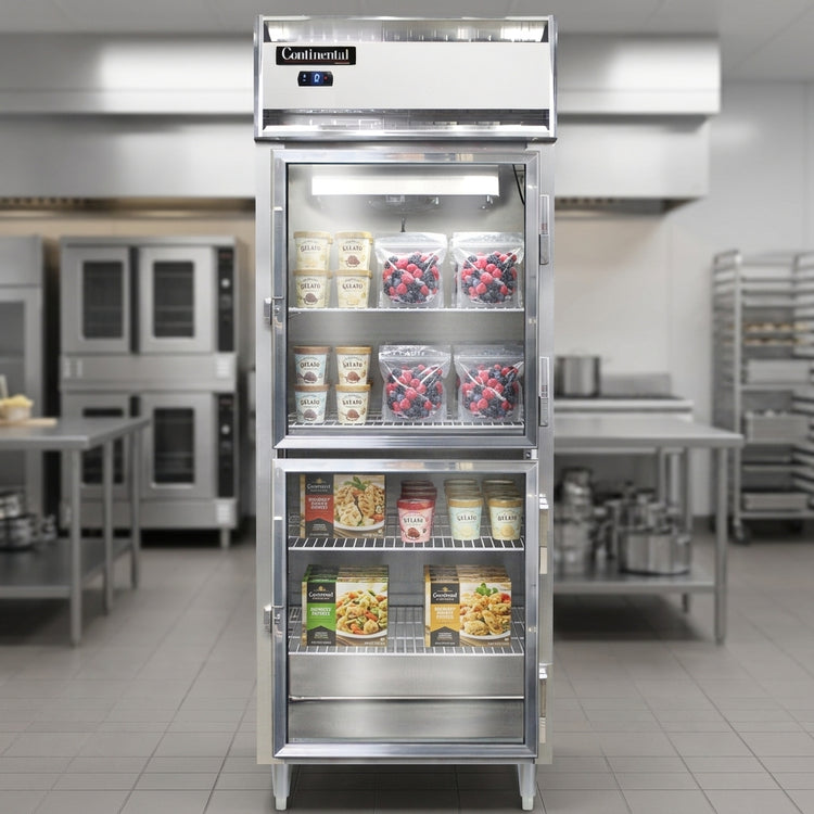 Product image #2 for Continental Refrigerator D1FESNSSGDHD Designer Line 1-Section Extra-Wide Shallow Depth Reach-In Display Freezer with Half Glass Doors