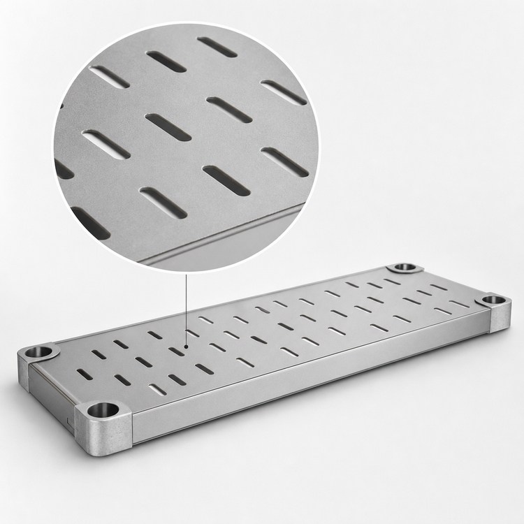 Product image #4 for Eagle Group Quik-Set 48-Inch x 18-Inch Louvered Shelf, 14 Gauge Galvanized Steel, Gray Epoxy Finish