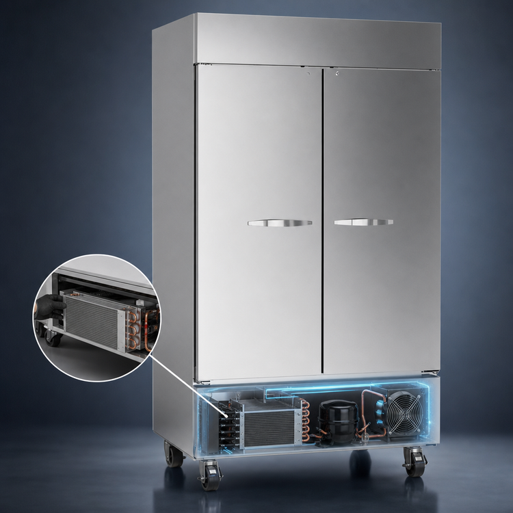Product image #3 for Beverage Air Horizon Series HBR44HC-1 Two-Section Bottom Mount Reach-In Refrigerator with Solid Doors, 40.2 Cu. Ft.