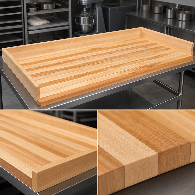 Product image #3 for John Boos 96 Inch x 30 Inch Edge Grain Maple Bakers' Work Table Top with 4 Inch Backsplash
