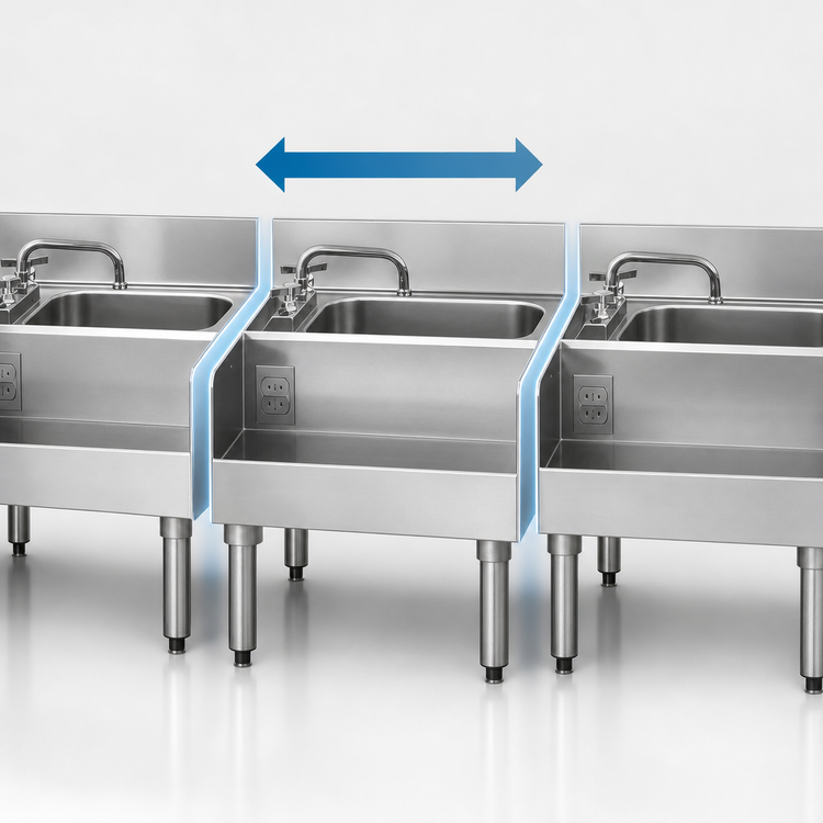 Product image #3 for Eagle 2200 Series 18-Inch Underbar Side-To-Side Modular Add-On Unit, Blender Dump Sink with Faucet, Basket Drain and Duplex Receptacle