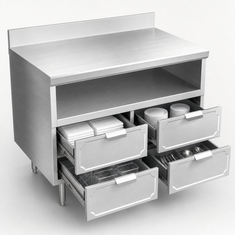 Product image #3 for La Rosa 84-Inch x 28-Inch Dry-Drawer Utility Stand Base with 4 Drawers