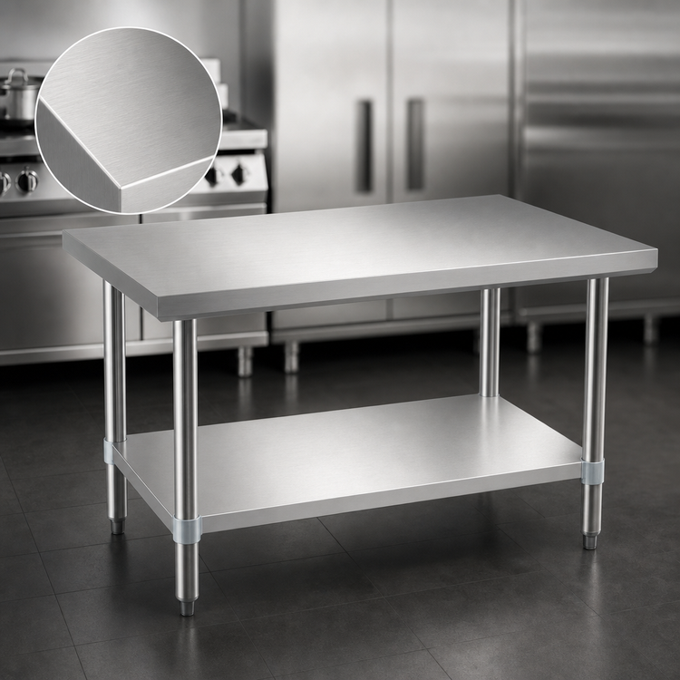 Product image #3 for BK Resources 48" x 30" 430 Stainless Steel Work Table with Adjustable Undershelf