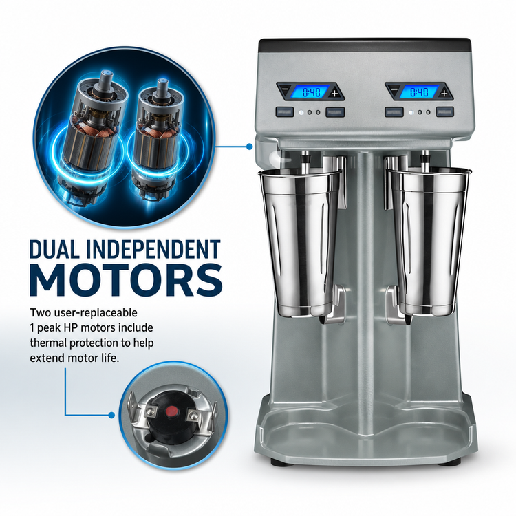 Product image #3 for Waring Commercial WDM240TX Heavy-Duty Double-Spindle Countertop Drink Mixer with Timer