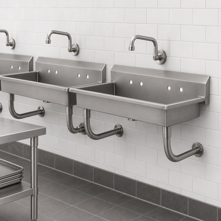 Product image #3 for Advance Tabco Multiwash Wall-Mounted ADA Hand Wash Sink with 8.5-Inch Backsplash, 40-Inch Wide