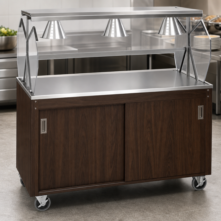 Product image #3 for 46-Inch Mobile Utility Station with Sliding-Door Storage Base, Buffet Breath Guard and Walnut Woodgrain Finish